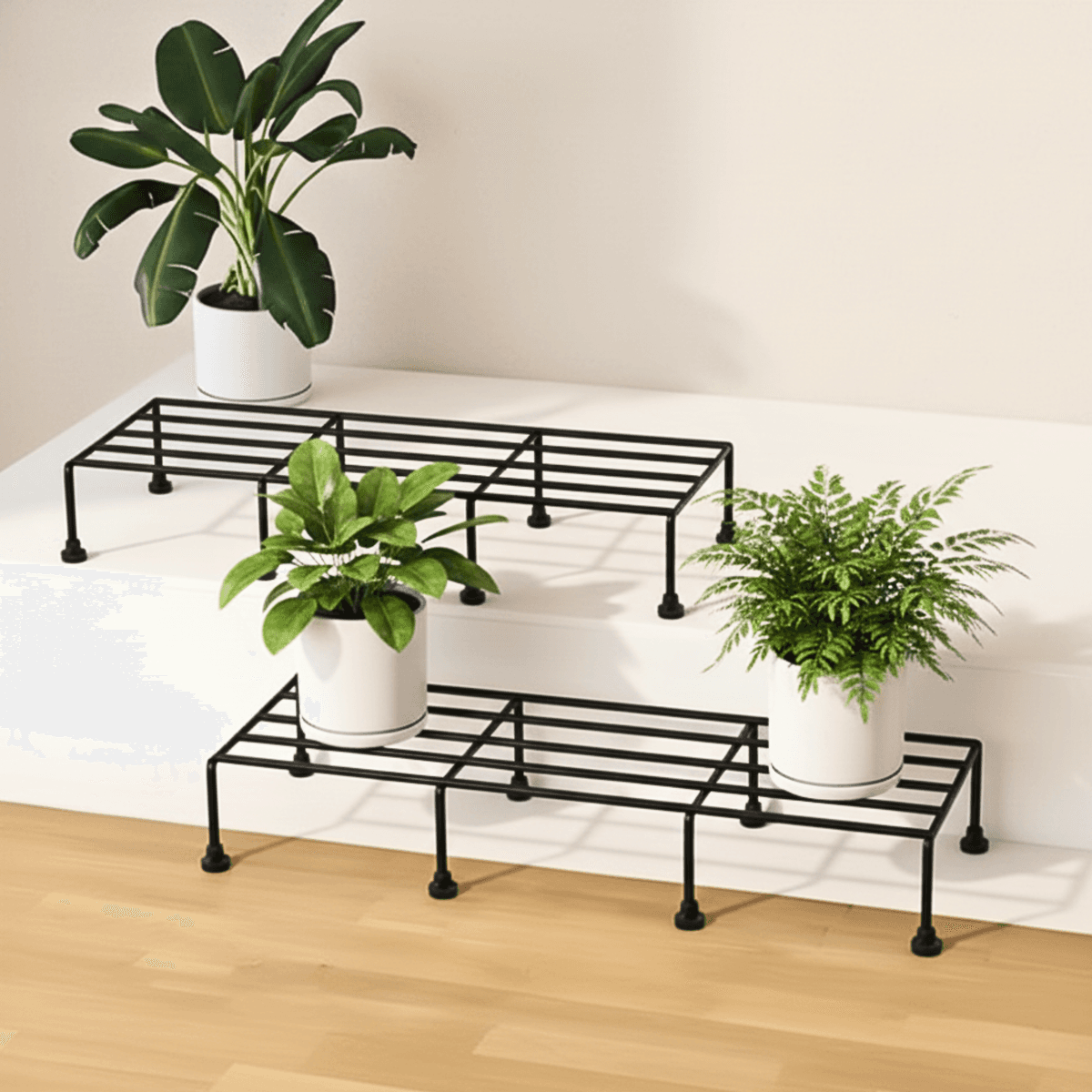 Black Metal Plant Stand For Home Decor Pack Of 2