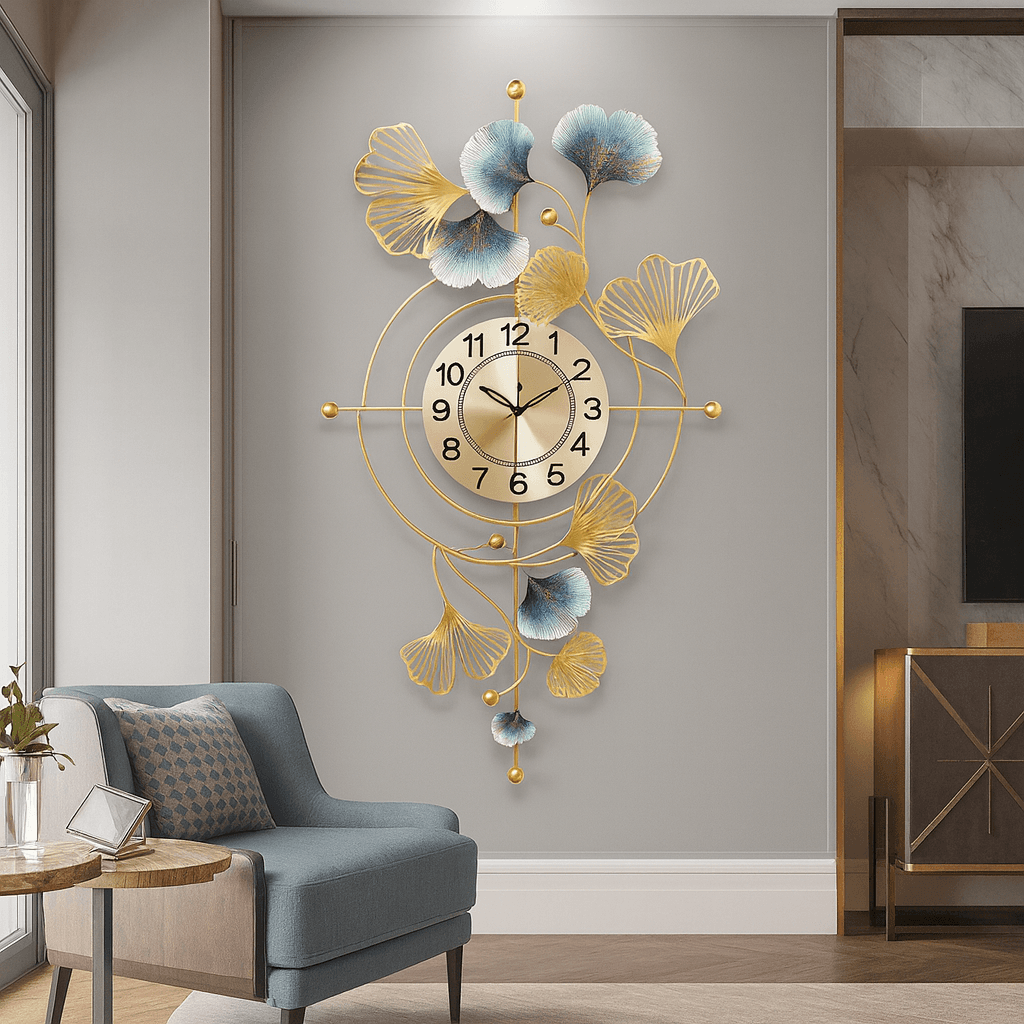 Spherevant Gold Metal Wall Clock For Home Decor