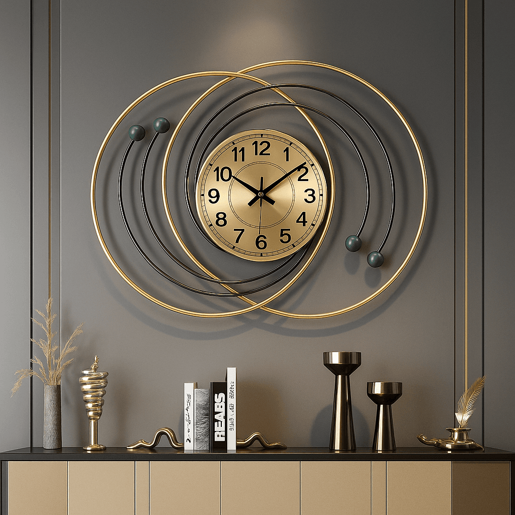 Gold And Brown Metal Wall Clock For Home Decor