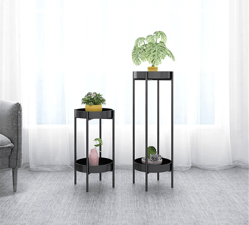 Gold And Black Metal Plant Stand For Home Decor Pack Of 2
