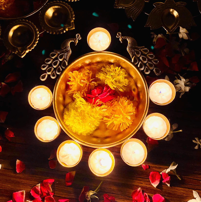 Spherevant Gold Brass Diya Set For Pooja