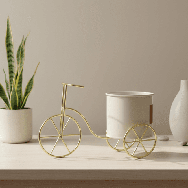 Spherevant Beige And Green Metal Planter Stand For Home Decor