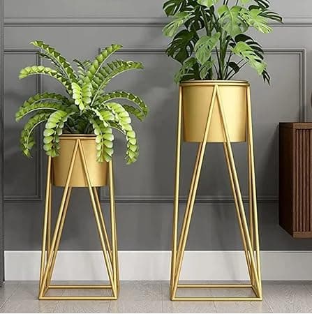 Gold Metal Plant Stand For Home Decor Pack Of 2