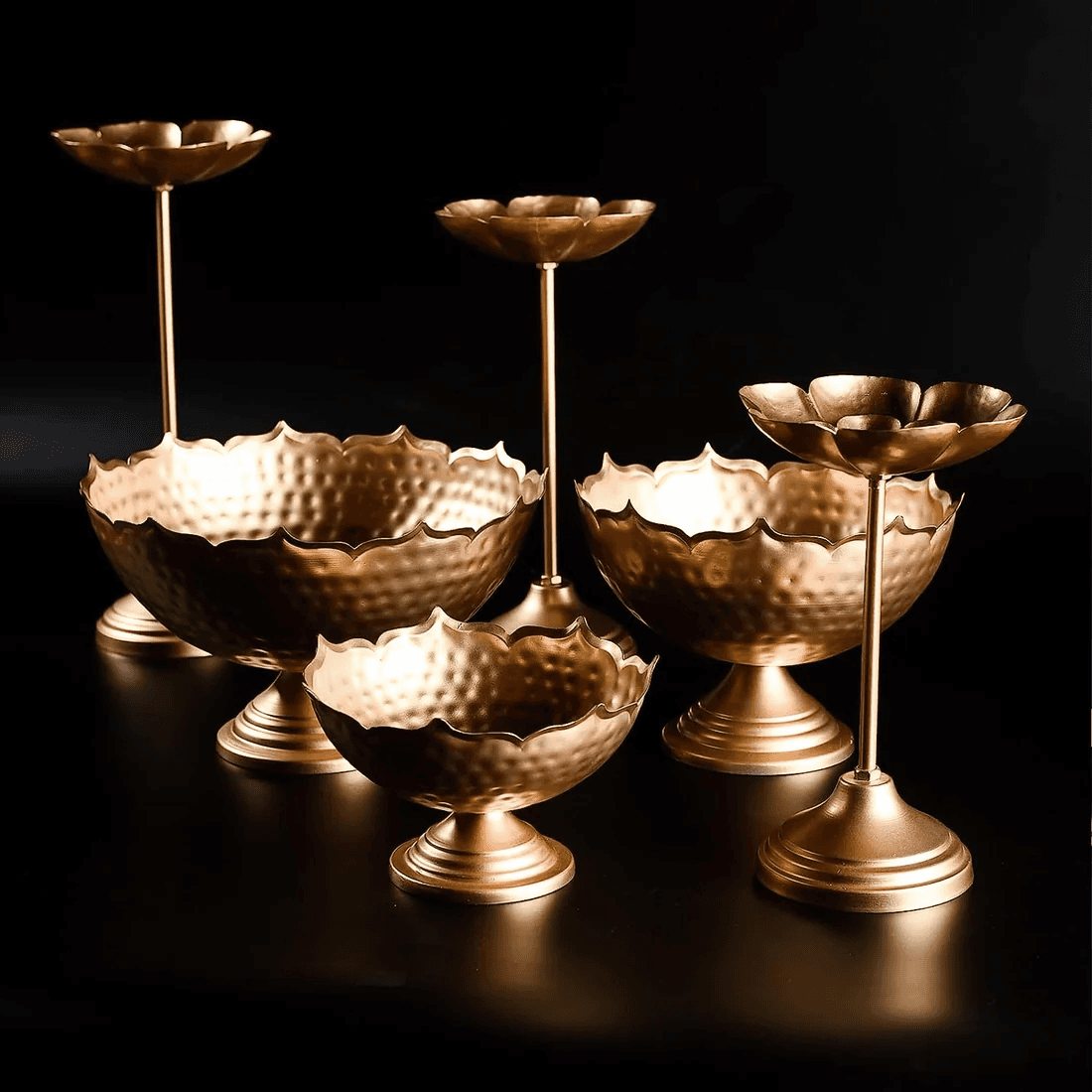 Spherevant Gold Metal Serving Bowl Set For Kitchen Pack Of 6