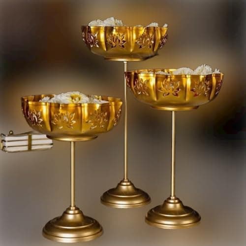Spherevant Gold Metal Decorative Bowl Set For Home Decor Pack Of 3